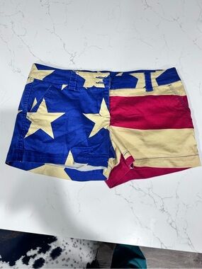 Women’s Flag Print Cotton Shorts - Blue/Red/Cream